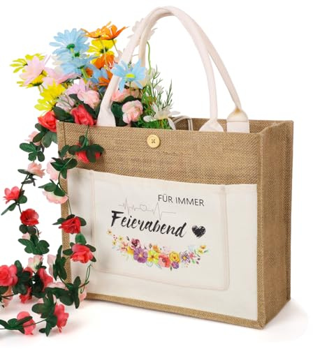 Dncvb Rentner Jutetasche, Renteneintritt Geschenk Frau, Rentnerin Tasche, Jute Bag Ruhestandsgeschenk für Frauen Abschiedsgeschenk Kollegin Rente Geschenke 35x30x14 cm