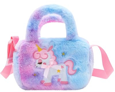TPZORJX Einhorn Plüsch Umhängetasche Mädchen, Mode Einhorn Bestickt Kuriertasche Handtaschen mit Verstellbar Schultergurt Kuriertasche Spielzeug für Kinder