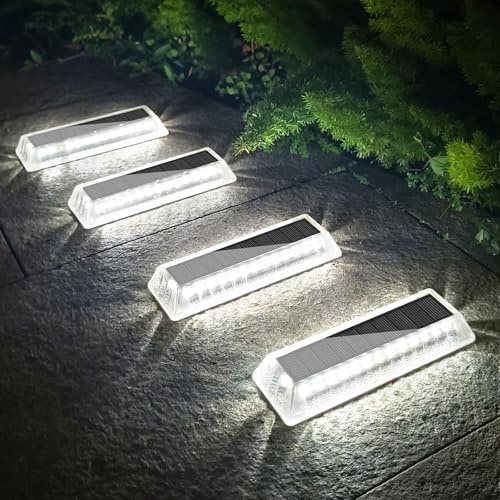 Lacasa Lampes Solaires Extérieures au Sol Lot de 4, Lumière Solaire LED Blanc Froid Étanche IP68, Éclairage Jardin pour Chemins, Escaliers, Terrasse, Allée, Piscine