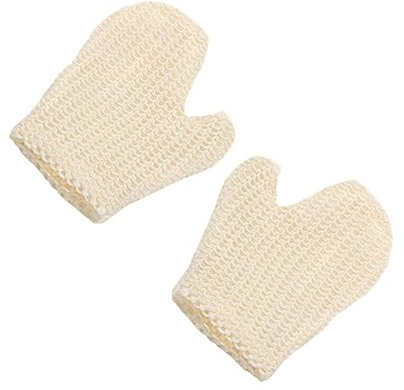 CALLARON 2pcs Exfoliating Shower Mitts Natural Sisal Body Cleaning Gloves for Exfoliation Lightweight Portable Bath Scrubber for Family Use