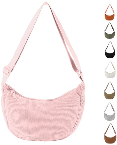 APMGONT Damen Cord Crossbody Bag, Halbmond Tasche Umhängetasche, Damen Halbmond Tasche Schultertasche Mit Einstellbar Schultergurt Lässige Umhängetasche aus Cord für jeden Anlass