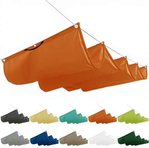 Toldo retráctil de 3 x 4 m, protección solar para terraza, balcón, vela retráctil con ojales y cuerda para techo, jardín, jardín de invierno, color naranja
