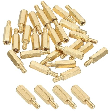 PATIKIL M3 Messing Sechskant Abstandshalter 25 Stück PCB Motherboard Abstandsschrauben Für Drohne Quadcopter Computerbau Elektronikprojekte Leiterplatte Gold (M3 x 12mm+6mm)