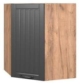 Vicco Eckhängeschrank Fame-Line, Dunkelgrau, 57 cm | MDF-Front · 2 Einlegeböden · Soft-Close · Metallgriffe · Platzsparende Ecklösung ✓
