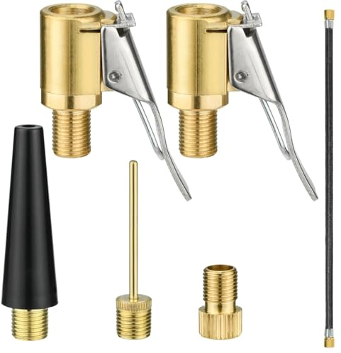 Mellbree Ventiladapter set kompatibelt med Bosch EasyPump, innehåller 1 ventilförlängning, 2 bilventiladaptrar, 3 olika ventilinsatser, lämpliga för bilddäck, cykeldäck etc