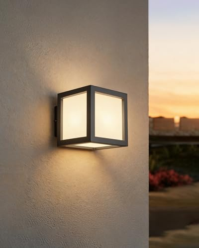 EBION Outdoor Wall Lantern,Outdoor Wall Lights IP54 Waterproof,Modern Aluminum Outside Wall Lights E27,Cube Exterior Wall Sconce for Front Door,Patio,Terrace,Garage,Garden,Bulb Not Included