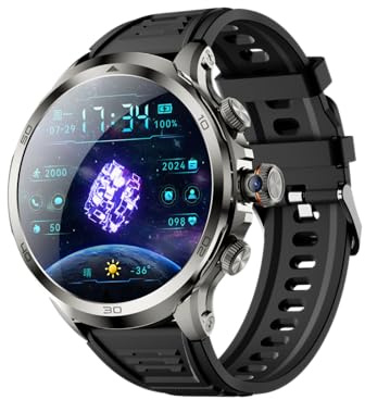 Smartwatch Android 4G, display HD da 2,9 pollici, fitness tracker, cardiofrequenzimetro, NFC, impermeabile IP67, argento-nero, regali per uomini e donne