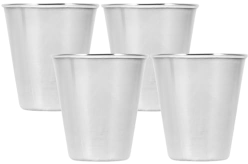 INOOMP Lot De 4 Gobelets Inox Enfant Anti-Chute 70Ml Tasses Métal Étanches Pour Enfants Verres Robustes Pour Anniversaire Camping Maison