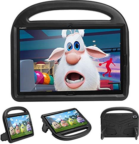 Resa med surfplatta Tablet Väska till Huawei M5 / m6 10,8 tums kiselfall For barn, For chocktäta lättviktigt droppskyddat stativ tablettfall, med handtag och kickstand(Siyah)