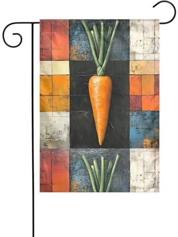 WHJSHOP Drapeaux de jardin à motif carotte en cube 30,5 x 45,7 cm pour décoration de cour avec une largeur de poteau de 3 cm (drapeau uniquement, mât non inclus)