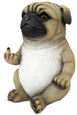 Lustige Mops Figur mit Mittelfinger Design, Büro Deko & witziges Geschenk | Freches Mops Design mit Humor, Lustige Büro Deko, Kleine Harz Figur, Originelles Geschenk für Freunde & Kollegen
