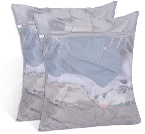 2 Stück Wäschenetz für Waschmaschine 50 x 60cm Groß Wäschesack aus Mesh-Waschtaschen Wäschesack Wiederverwendbar Wäschesacks mit Reißverschluss für Empfindliches Werden Vorhänge Pullover Mäntel Hemden