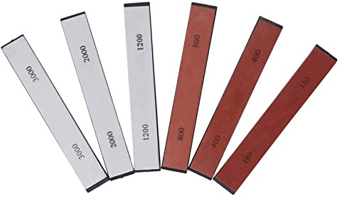 CFTGIW 6 Pezzi Pietra per Affilare i Coltelli 180 400 800 1200 2000 3000 Pietra per Affilare i Coltelli a Grana per la Dimensione della Lama, la è Facile Pratica Portatile e dall'aspetto Affilante