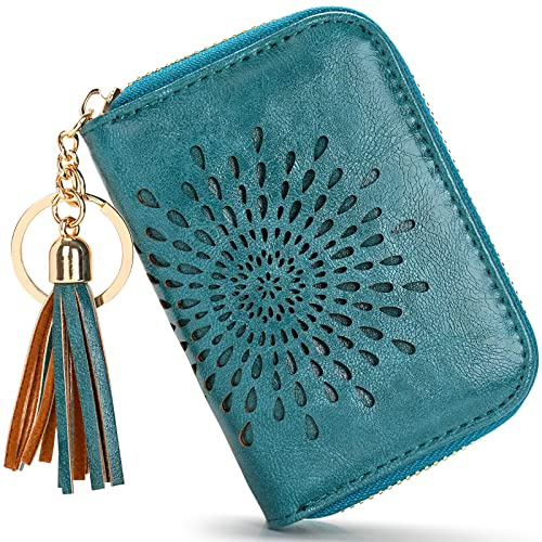 APHISON Tarjetero para mujeres, estuche para tarjetas con bloqueo RFID, lindos monederos artísticos de dibujos animados para damas, cartera pequeña bolsa para niñas/niños, 10 ranuras para tarjetas