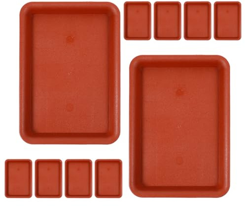 MINAOLULUS Set da 10 Sottovasi Rettangolari in Plastica per Fiori e Bonsai, Vassoio di Drenaggio Resistente per Piante da Interno ed Esterno, Contenitore Proteggi Vaso per Giardinaggio
