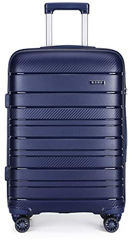 Kono Lightweight Polypropylene 55cm Cabin Suitcase TSA Lock 20 Carry On Hand Luggage with 4 Spinner Wheels 40L (Navy)