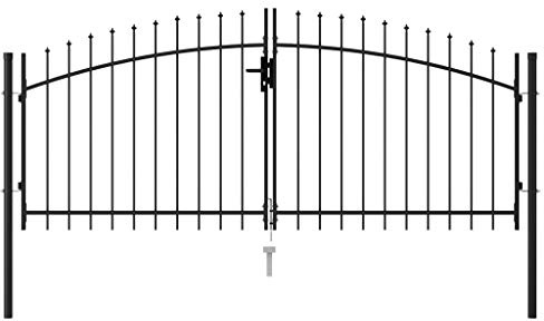 Festnight Zauntor Doppelflügel mit Speerspitzen Stahl Gartentor Gartentür Gartenpforte Zauntür Hoftür Tor Hoftor 3 x 1,25 m Schwarz