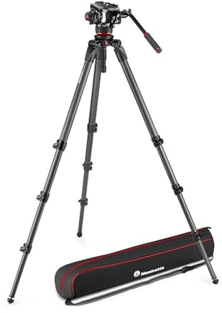 Manfrotto 504X Fluid-Videokopf mit 536 Carbon-Einbeinstativ, Stativ und Videokopf-Kit aus Premium-Kohlefaser, entwickelt für DSLR-Digitalkameras, mit Tragtasche, für bis zu 12 kg