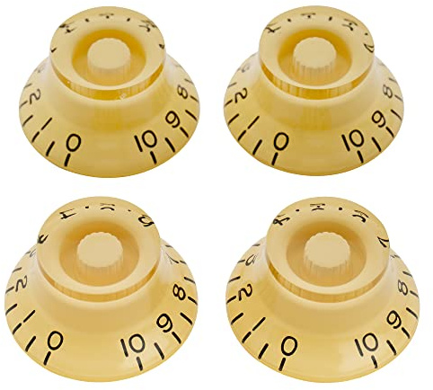 Musiclily Pro Linkshänder Metrische Größe 18 Splines Hutform Potiknopfe Top Hat Bell Knobs für Epiphone Les Paul SG Style E-Gitarre, Creme