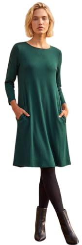 Roman Originals Tunic Dress with Pockets for Women UK Ladies Swing Fit & Flare Skater Slouch Stretchy Casual Smart Winter Jersey Pull On Work Office 3/4 Long Sleeves