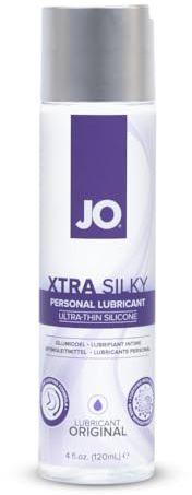 JO Xtra silkeslen tunn silikon, sexglidmedel för män, kvinnor och par, kompatibel med kondomer av naturlig latex och polyisopren, 120 ml