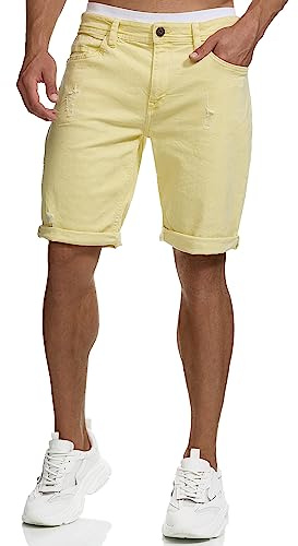 Indicode Hombres Page Jeans Shorts | Pantalones Cortos Vaqueros con 5 Bolsillos Pale Banana XXL
