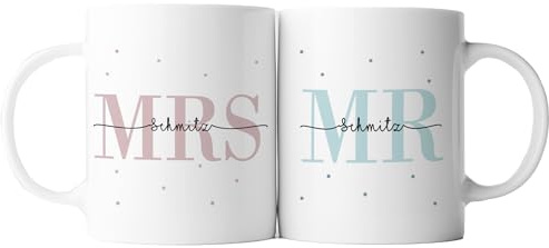2er Set Tasse Mr + Mrs personalisiert mit Namen