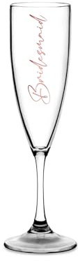 Print Maniacs Champagne Premium Clear Flute Glass Bride Groom Mr Mrs Wedding Maid Honour Wine Cocktail Prosecco Celebrations Gift (Rose Gold, Bridesmaid)