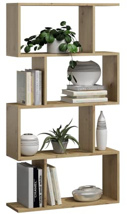 MATKAM BASK 4 Bücheregal aus Holzspanplatten, B/H/T 76,4x141x28cm, Standregal, Würfelregal, freistehend, perfekt als Raumtrenner, in verschiedenen Ausführungen erhältlich (Artisan Eiche)