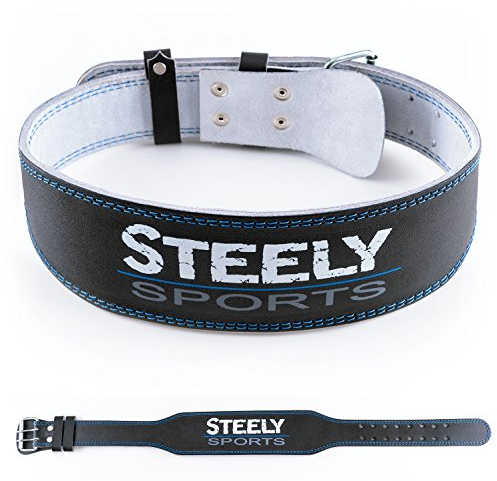 STEELY SPORTS Herren Gewichthebergürtel Leder/Trainingsgürtel (XL) (Krafttraining Bodybuilding Gürtel, Gurt Gewichtheber, Fitnessgürtel, Zubehör)