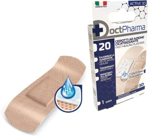 Cerotti Cicatrizzanti 7x2 cm per Pelli Sensibili con Protezione Batteriostatica, 20 Pezzi, Ipoallergenici, Anatomici Alto Spessore 3D, Traspiranti, Dermatologicamente Testati, Resistenti all’Acqua