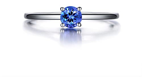 Damenring Weißgold 750, Solitärring Gold 18 Karat gr.45 (14.3) Tansanit Schmuck Echt 0,38 Karat