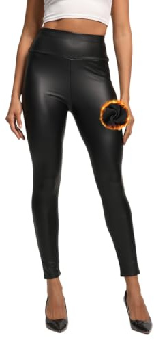 Lishang Legging Simili Cuir Femme Taille Haute Sexy Pantalon Collants Legging Chaud Femme Hiver pour Mouvement Danse