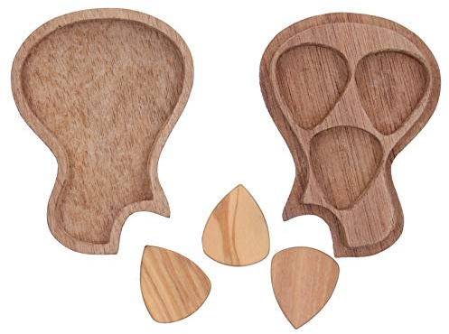 Plektrum-Box, Plektrum-Halter, Personalisierter Plektrum-Koffer-Box-Halter-Sammler Mit 3-teiligem Holzplektren-Musikinstrumenten-Zubehör