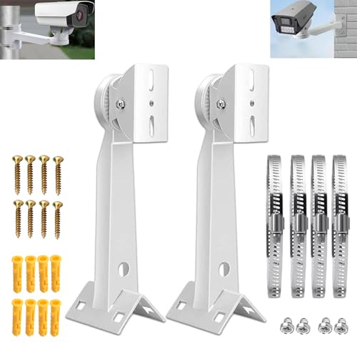 E-HORDE Soporte Pared Cámara Ajustable 360°, Soporte de Montaje en Pared para Cámara de Vigilancia de CCTV Universal con Bucles y Tornillos