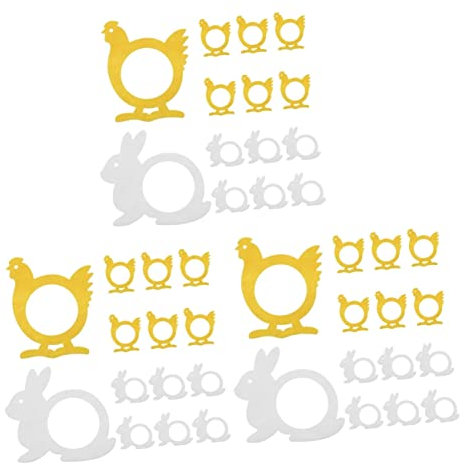 PRETYZOOM 48stücke Teiliges Serviettenringe Für Ostern Dekorative Filz-Ringe Hase Und Küken Form Für Tischdekoration Bei Feierlichkeiten Hochzeiten Und Festen