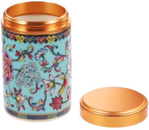 Ciieeo Enamel Tea Canister Porcelain Tea Container with Lid Loose Jar for Bags Sugar Flour Rice Spices and Biscuits Spiral Seal Storage Jar for Kitchen Use