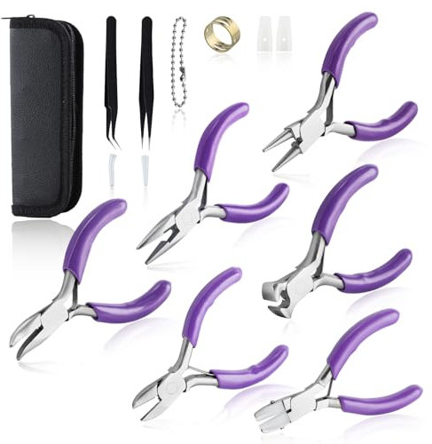 SPEEDWOX 6PCS Mini Jewelry Pliers Set - Double Nose Pliers, End Cutting, Diagonal, Bent Nose, Jump Ring Opener