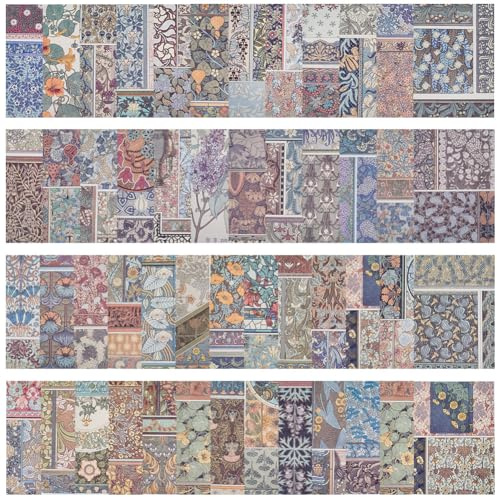 GORGECRAFT 100 Blatt 50 Stile Vintage-Boho-Scrapbook-Papier 10x14cm Pflanzen Blumen Blätter Bohemian-Stil Dekorativer Decoupage-Karton Scrapbooking-Zubehör Journaling Planer Karten Fotoherstellung