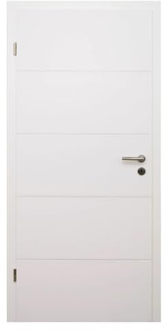 HORI® Zimmertür Komplettset I Weißlack RAL 9010 I inkl. Zarge und Türdrücker I Röhrenspan Eckkante I mit Buntbartschloss oder WC-Schloss I I 1985 x 860 x 280 mm I DIN rechts