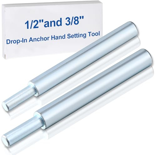Hicarer 2 Pcs Drop in Anchor Tool Concrete Wall Anchors Expansion Anchors Apply to 1/2 Inch and 3/8 Inch Internal Thread Drop in Anchor, Zinc Plated Steel Rod for Concrete, Stone