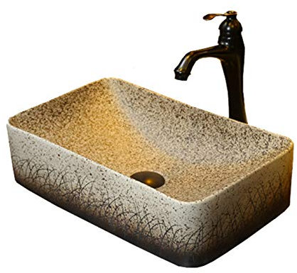 Éviers à poser , Lavabo de salle de bain rétro en céramique, vasque à poser, vasque à poser et robinet combinés, vasque à poser avec trou de robinet for meuble de toilette, vasque à poser + ensemble d