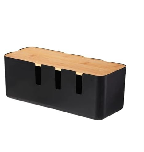 WJIAYAO Kabelbox Kabelmanagement-Box, Kabel-Organizer-Box, Kabelaufbewahrung, for Verstecken unter dem Schreibtisch, Steckdosenleiste, Organizer, Hub, Kabelversteck, Bodensteckdose(Black 1pc)