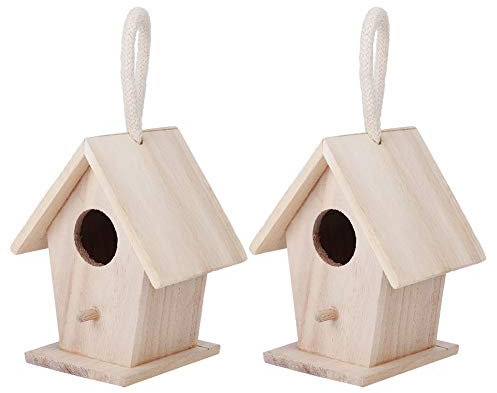 Nichoir à Oiseaux en Bois à Suspendre pour Petits Oiseaux, Jolie Volière Faite à la Main avec Un Joli Design de Cabane en Rondins, adapté aux Perroquets, Aras, Africains,