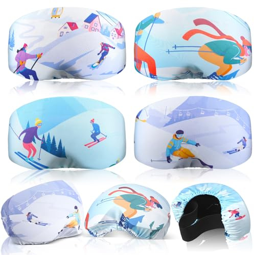 Civaner 4 Pieces Ski Snowboard Goggle Cover Sleeve, Goggle Cover Microfiber Protective Lens Scratch Dust Protection for Travel Apres(Soft,Ski Style)