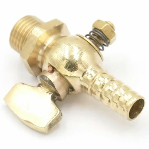 1/8 1/4 3/8 1/2 Außengewinde auf 8mm 10mm I/D Schlauchanschluss Messing Ablasshahn Absperrventil für Kraftstoff Gas Öl Luft 0,8Mpa-8mm-3/8