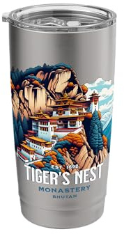 Tiger's Nest Monastery Bhutan Paro Himalayan Culture Hiking Stainless Steel Insulated Tumbler