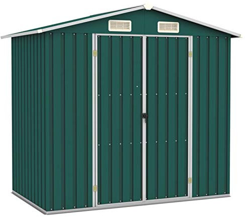 ShGaxin Gerätehaus, Gartenschuppen, Gartenhaus, Fahrradgarage, Geräteschuppen, Gartenhütte, Garten Hütte, Schuppen Garten, Grün 205x129x183 cm Verzinkter Stahl