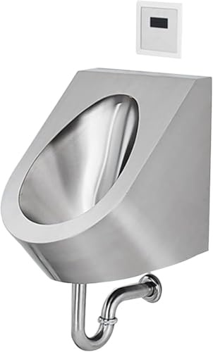 CWCQGH Urinarios de Acero Inoxidable Urinario para Hombres, Urinario con Descarga de inducción Inteligente, Urinario de Acero Inoxidable montado en la Pared, Urinario Comer,Wallpipe