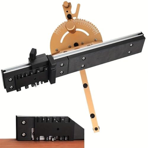 MQXDNFDC Medidor de inglete, medidor de ángulo de precisión con tope de pista, regla de montaje de aleación de aluminio para carpintería, sierra de mesa, accesorios de bricolaje, múltiples ángulos